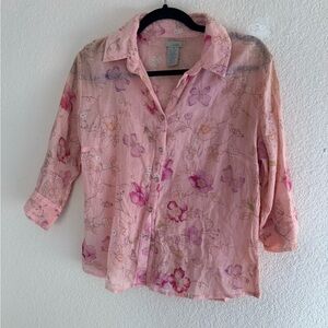 90s vintage floral and butterfly button down shirt